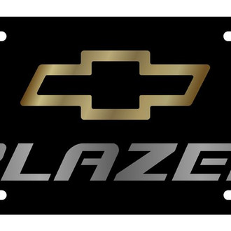 Eurosport Daytona® - GM Black License Plate with Gold Blazer Logo and Chevrolet Emblem