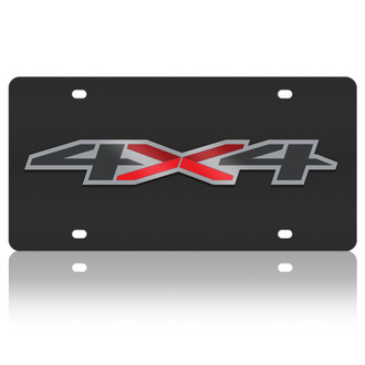 Eurosport Daytona® - GM Black License Plate with Silver Chevrolet 4X4 New Logo