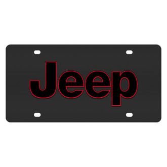Eurosport Daytona® - MOPAR Black License Plate with Red Jeep Logo