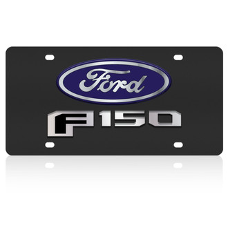 Eurosport Daytona® - Ford Motor Company Black License Plate with Style 2 Silver F-150 New Logo and Blue Ford Emblem