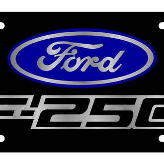 Eurosport Daytona® - Ford Motor Company Black License Plate with Style 2 F-250 Logo and Blue Ford Emblem