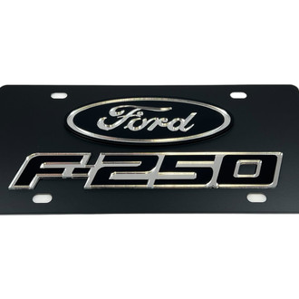 Eurosport Daytona® - Ford Motor Company Black License Plate with Style 2 F-250 Logo and Black Ford Emblem