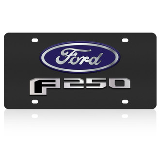 Eurosport Daytona® - Ford Motor Company Black License Plate with Style 2 Silver F-250 New Logo and Blue Ford Emblem