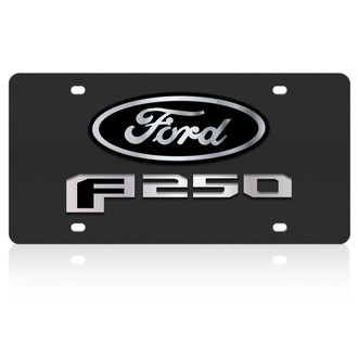 Eurosport Daytona® - Ford Motor Company Black License Plate with Style 2 Silver F-250 New Logo and Black Ford Emblem