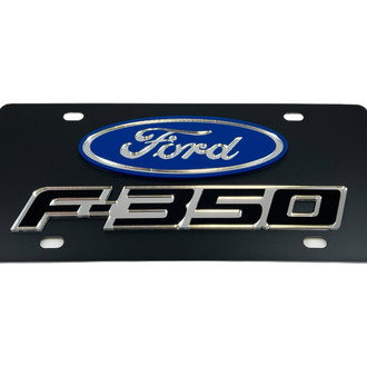 Eurosport Daytona® - Ford Motor Company Black License Plate with Ford F-350 New Logo and Blue Ford Emblem