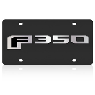 Eurosport Daytona® - Ford Motor Company Black License Plate with Style 2 Silver F-350 Badge Logo