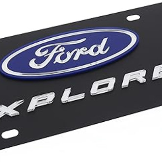 Eurosport Daytona® - Ford Motor Company Black License Plate with Silver Explorer New Logo and Blue Ford Emblem