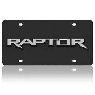 Eurosport Daytona® - Ford Motor Company Black License Plate with Siver Raptor New Logo and Ford Emblem