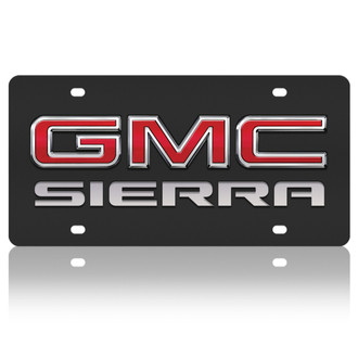 Eurosport Daytona® - GM Black License Plate with Style 2 Silver GMC Sierra New Logo
