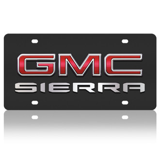 Eurosport Daytona® - GM Black License Plate with Style 3 Silver GMC Sierra New Logo