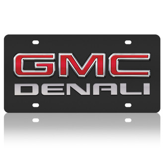 Eurosport Daytona® - GM Black License Plate with Style 2 Silver GMC Denali New Logo