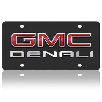 Eurosport Daytona® - GM Black License Plate with Style 3 Silver GMC Denali New Logo