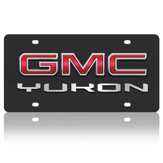 Eurosport Daytona® - GM Black License Plate with Silver GMC Yukon New Logo