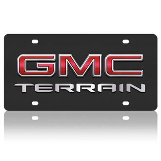 Eurosport Daytona® - GM Black License Plate with Silver GMC Terrain New Logo