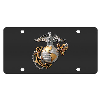 Eurosport Daytona® - LSN Black License Plate with Black Eagle with Globe and Anchor Logo