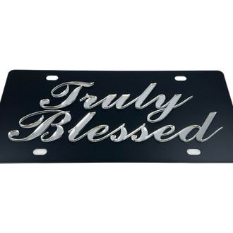 Eurosport Daytona® - LSN Black License Plate with Christian Truly Blessed Logo