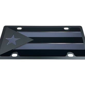 Eurosport Daytona® - Flags Style License Plate with Blacked Out Puerto Rico