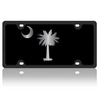Eurosport Daytona® - Flags Style License Plate with Blacked Out South Carolina