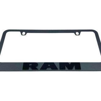 Eurosport Daytona® - MOPAR 2-Hole Black License Plate Frame with Black Dodge Ram Logo