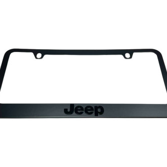 Eurosport Daytona® - MOPAR 2-Hole Black License Plate Frame with Black Jeep Logo