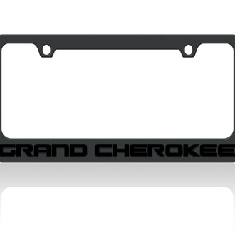 Eurosport Daytona® - MOPAR 2-Hole Black License Plate Frame with Black Grand Cherokee Logo