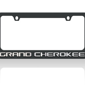 Eurosport Daytona® - MOPAR 2-Hole Black License Plate Frame with Chrome Grand Cherokee Logo