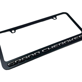 Eurosport Daytona® - MOPAR 2-Hole Black License Plate Frame with Chrome Grand Cherokee Logo