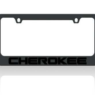 Eurosport Daytona® - MOPAR 2-Hole Black License Plate Frame with Black Cherokee Logo