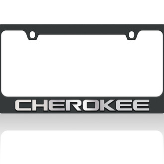 Eurosport Daytona® - MOPAR 2-Hole Black License Plate Frame with Chrome Cherokee Logo