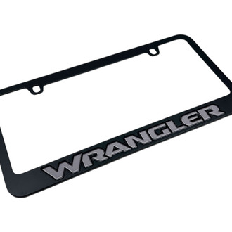 Eurosport Daytona® - MOPAR 2-Hole Black License Plate Frame with Chrome Wrangler Logo