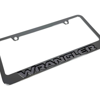 Eurosport Daytona® - MOPAR 2-Hole Chrome License Plate Frame with Chrome Wrangler Logo