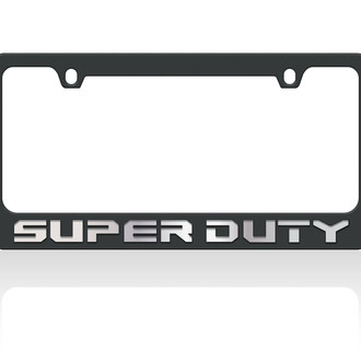 Eurosport Daytona® - Ford Motor Company 2-Hole Black License Plate Frame with Silver Super Duty New Logo