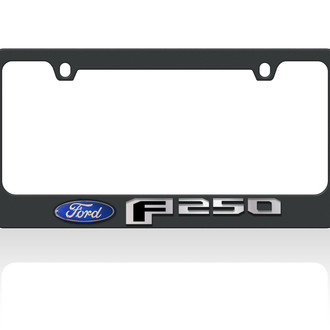 Eurosport Daytona® - Ford Motor Company 2-Hole Black License Plate Frame with Silver F-250 New Logo and Ford Emblem