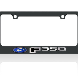 Eurosport Daytona® - Ford Motor Company 2-Hole Black License Plate Frame with Silver F-350 New Logo and Ford Emblem