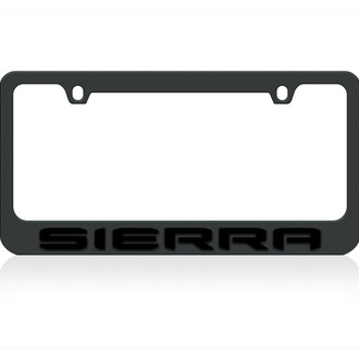 Eurosport Daytona® - GM 2-Hole Black License Plate Frame with Black GMC Sierra Logo