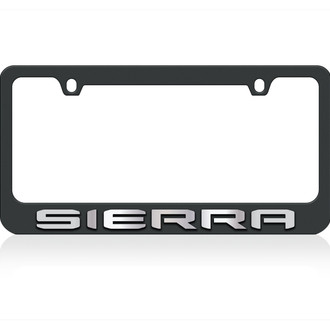 Eurosport Daytona® - GM 2-Hole Black License Plate Frame with Chrome GMC Sierra Logo