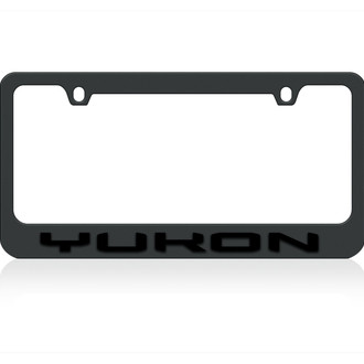 Eurosport Daytona® - GM 2-Hole Black License Plate Frame with Black GMC Yukon Logo