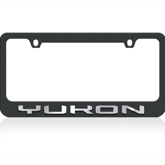 Eurosport Daytona® - GM 2-Hole Black License Plate Frame with Chrome GMC Yukon Logo