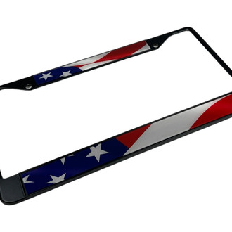 Eurosport Daytona® - 4-Hole License Plate Frame with Waving USA Flag