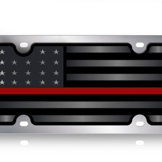 Eurosport Daytona® - LSN Polished License Plate with USA Flag Logo and Red Stripes