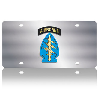 Eurosport Daytona® - LSN Polished License Plate with 1st Special Forces Command Logo