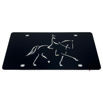 Eurosport Daytona® - LSN Black License Plate with Dressage Horse Silhouette Logo