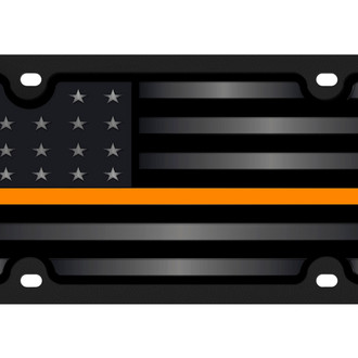 Eurosport Daytona® - LSN Polished License Plate with USA Flag Logo and Orange Stripes