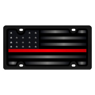Eurosport Daytona® - LSN Polished License Plate with USA Flag Logo and Red Stripes