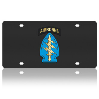 Eurosport Daytona® - LSN Polished License Plate with 1st Special Forces Command Logo