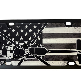 Eurosport Daytona® - LSN Polished License Plate with Black Black Hawk Helicopter Logo