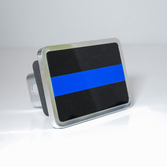 Eurosport Daytona® - Premium XL Hitch Cover with Fallen Police Officer Black Solid and Blue Bar for 2" Receivers