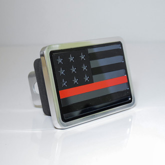 Eurosport Daytona® - Premium XL Hitch Cover with Blacked Out USA Flag Logo and Black Mirror Stars, Red Stripes for 2" Receivers