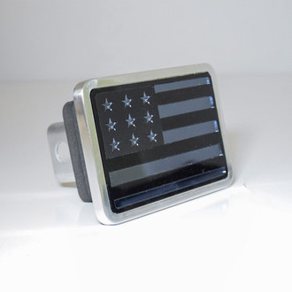 Eurosport Daytona® - Premium XL Hitch Cover with Blacked Out USA Flag Logo and Black Mirror Stars, Black Mirror Stripes for 2" Receivers