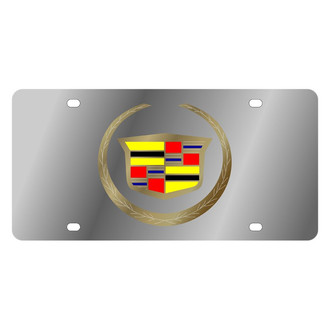 Eurosport Daytona® - GM Polished License Plate with Gold Cadillac Emblem